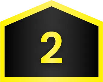 A large yellow number 2 is centered on a black pentagon shape outlined in yellow.